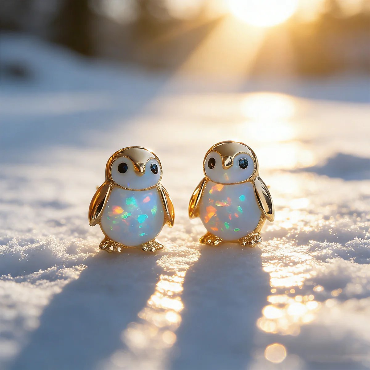🎁Buy 1 Get 1 Free🐧Tiny Penguin Opal Stud Earrings, Animal Earrings